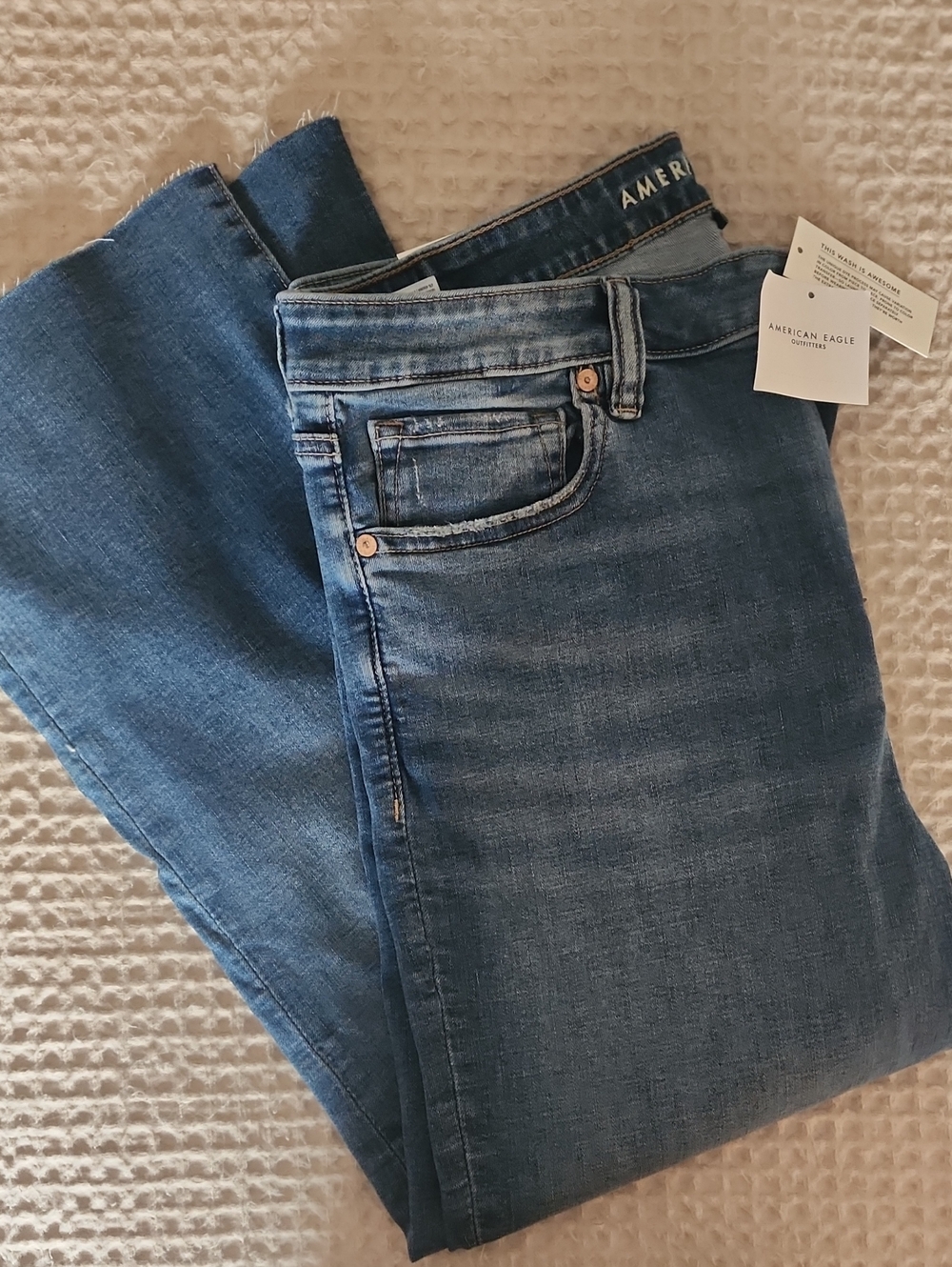 American Eagle Outfitters Women's Medium Blue Kick Boot Crop With Stretch